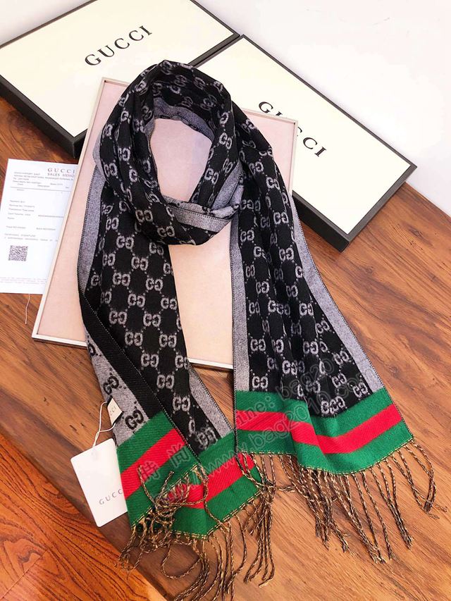 GUCCI圍巾 專櫃對版 古馳水貂絨長圍巾 GUCCI女圍巾  llwj6900